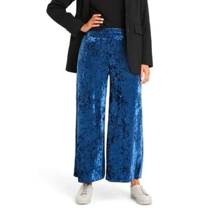 A New Day Blue Crushed Velvel wide leg pants